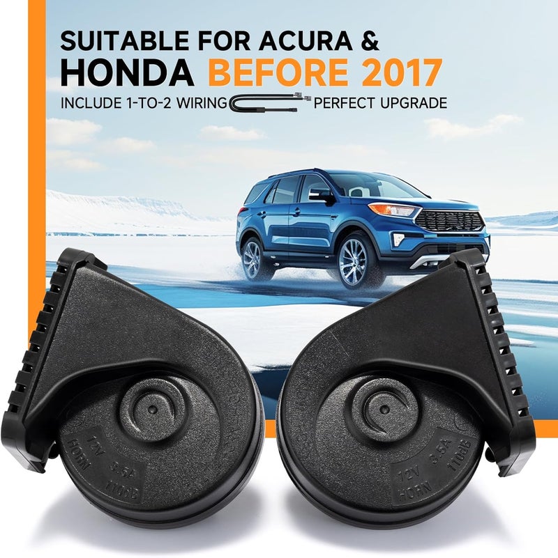 banhao Car Horn Compatible With Honda 12V Auto Horns For Civic-2015 CRV-2016 Accord-2017 Odyssey Pilot Fit, Acura MDX RDX Integra 130 dB Dual-Tone with 1 to 2 Plug Wiring Harness - Image 2